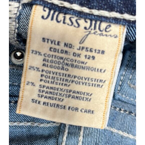 Miss Me Low Rise Boot Jeans Women 28 Blue Dark Wash Embellished Denim Bootcut - Picture 5 of 8